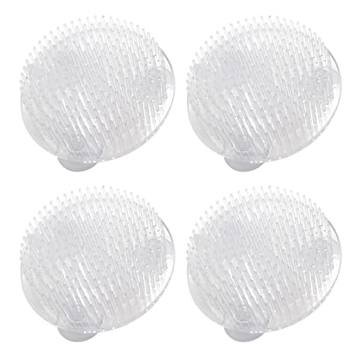 BUOKSLLY Flores ranuradas, 4 unidades, redondas, transparentes, de plástico, Ikebana Kenzan, soporte para flores para manualidades con 3 tazas de succión, perfecto para el hogar y la cocina, pegado,