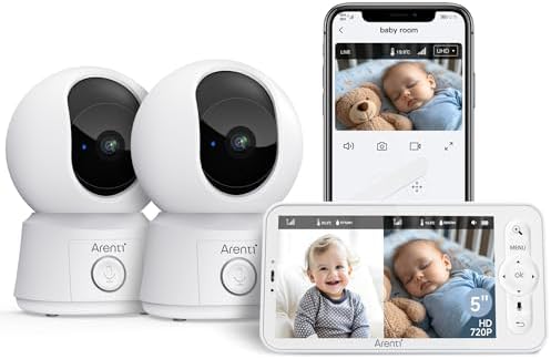 ARENTI Baby Monitor with 2 Cameras 1080P with 5'' Screen, Baby Su...