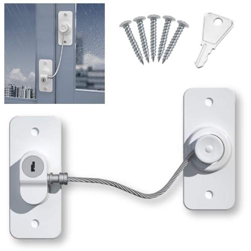 GRHONC 窓 ロック 子供 ドアロック 引き戸 室内ドア 鍵 後付け 穴あけ不要 360度回転 チャイルドロック 猫 ペット (ホワイト)