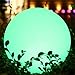 Produktbild RGB LED 30cm Solarleuchte für außen, IP66 Solarlampe mit Fernbedienung, Solar Kugelleuchte 16 Farbwechsel, 1200mAh Type-C Aufladbar Kugellampe Wasserdicht für Rasen Hinterhof Patio Teich Inneren