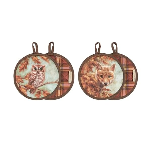 Primitives by kathy fox and owl hot pad set  urban country home decor
