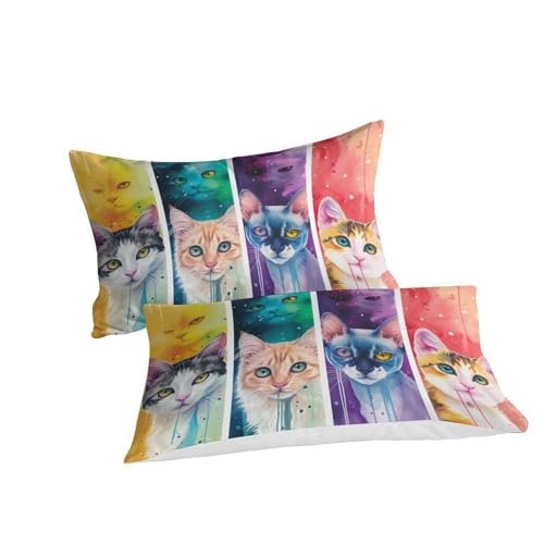 Parure de couette chat 3D en microfibre douce avec fermeture éclair King
