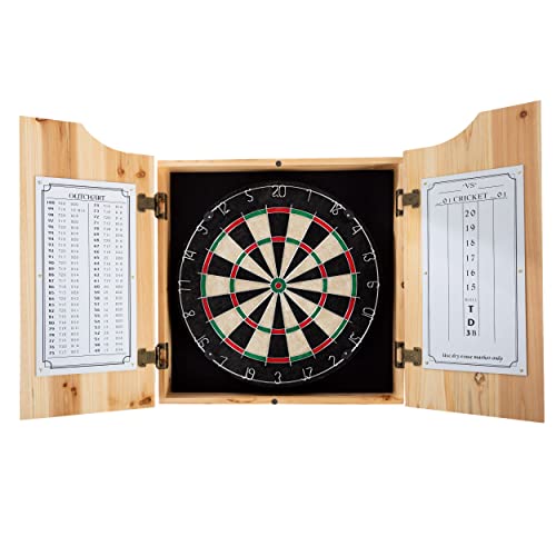 Image of Dart Board Cabinet Set - with 6 Metal-Tip Darts and Dry Erase Scoreboard by Trademark Poker