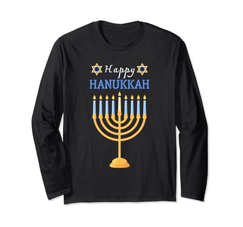 Happy Hanukkah Tee for Jewish Menorah Chanukah Manga Larga