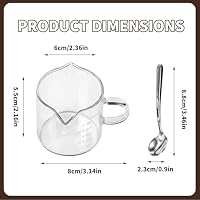 Espressotasse mit Henkel 2er Set, 100ml Espresso Gläser mit doppelwandig Glas, Mit 75 ML Markierung, Espresso Messbecher mit V-förmigem Ausgießer, Milchaufschäumkännchen mit 2 Löffel – Ansicht 5