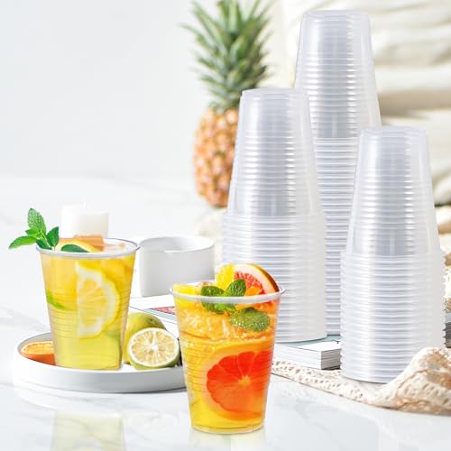 Clawsoff 500 Pack 9 oz Plastic Cups, Disposable Drinking Cups, Water Cups Plastic Clear Cups for Party, Wedding, Graduation, Travel, Holiday, Events, Birthday,Cold,Hot - Thumbnail 6