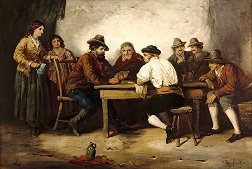 Tableau Paysans jouant aux cartes Alfred Gilbert impression sur toile 60x90cm