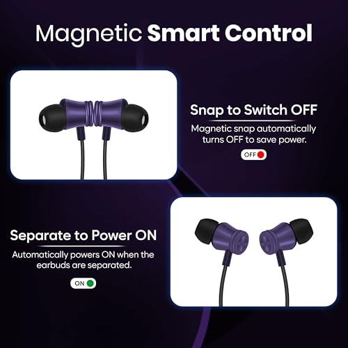 Image of TP TROOPS Neckband Bluetooth Headphones with Magnetic On /Off, Dual Device Pairing, 10mm Dynamic Sound, 20+ Hours Battery, IPX4 Water Resistant - (Purple)