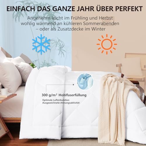 WAVVE Bettdecke 200x200cm Ganzjahresdecke 4 Jahreszeiten, Steppdecke 300gsm Mikrofaser 200x200 cm, Super Weiche Zudecke Schlafdecke Atmungsaktive 200 x 200 Weiß