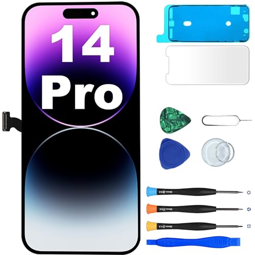 MP+ LCD für iPhone 14 Pro Display Reparaturset [Face ID] LCD Bildschirm Ersatz mit 3D Touch und Vormontiertem Rahmen inkl. Werkzeug & Kleber Touchscreen Reparaturkit