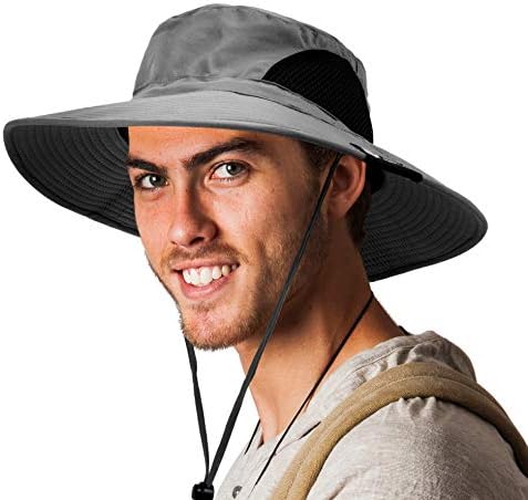 SUN CUBE Wide Brim Sun Hat Men Women, Mens Fishing Hats Sun UV Protection, Womens Hiking Bucket Hat, Outdoor Summer Safari Beach Boonie, Camping Unisex UPF 50+ Gray