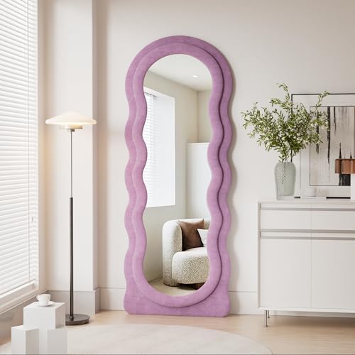 Amazon.com: Dewfig Full Length Mirror, 63" x 24"Irregular Wavy mirror ...