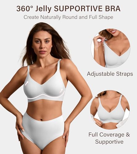 Image of DEANGELMON Seamless Bras for Women No Underwire Comfortable Push Up Bra V Neck Wireless Bralette Full Coverage Wire Free