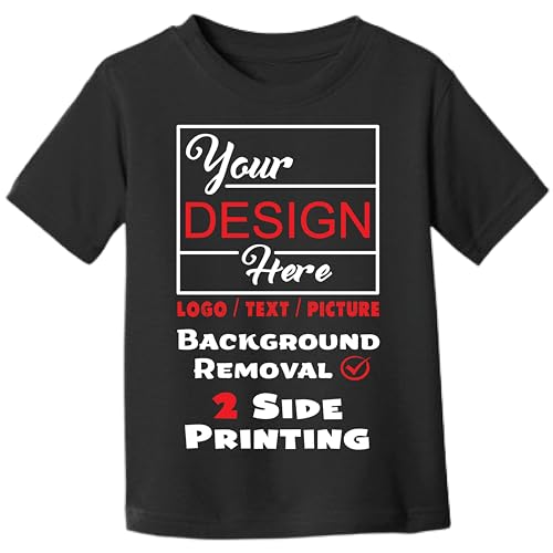 Custom Toddler T-Shirts - Baby Boys and Girls Personalized Design Your Own Shirts with Digital Printing (Black)