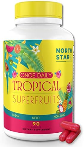 North Star | Daily Tropical Fruit Vitamins | 3 Capsules Daily for 3 Fruit Servings | Crafted with 24 Nutrient Rich Fruits Containing Essential Vitamins & Minerals | Keto | Soy-Free | Vegan | Non-GMO