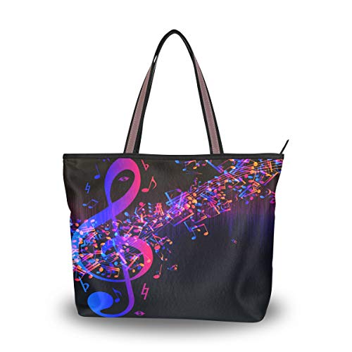 RXYY Sac à main et sac à main avec motif de note de musique abstraite pour femme Sac fourre-tout de grande capacité avec poignée supérieure - Multicolore - multicolore, Medium Cover
