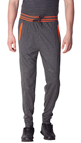 Image of ONN Men's Supreme Cotton Rich Fabric Track Pant |Relaxed Jogger for Men |Ribbed Color Broad Waistband with Drawstring | Vertical Contrast Ribbed Zippered Pockets|OA757
