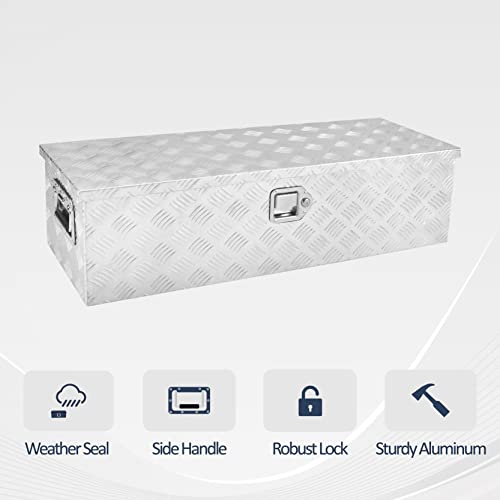Batoneco 39 Inch Aluminum Truck Tool Box, Truck Bed Tool Box With Side Handle,Lock And 2 Keys, Tool Storage Box For Truck,Trailer,Pickup,Rv,39"X13"X10",Silver #TOP3
