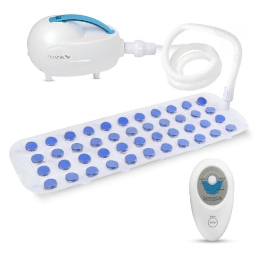 Portable Spa Bubble Bath Massager - Thermal Spa Waterproof Non-Slip Mat with Suction Cup Bottom, Motorized Air Pump & Adjustable Bubble Settings - Remote Control Included - Serenelife AZPHSPAMT22