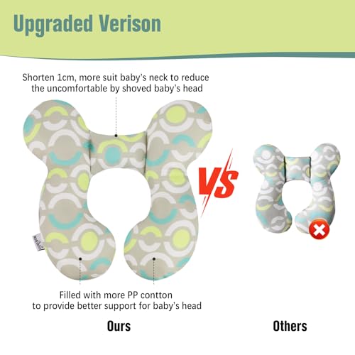 Image of KAKIBLIN Baby Travel Pillow, Upgraded Baby Neck Pillows for Car Seat, Infant Neck Support Pillow for Head and Neck,Newborn Head Support for Car Seat,Pushchair