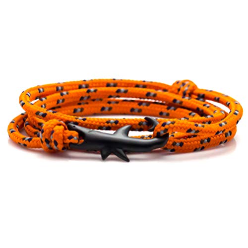 Fashion Plated Black Alloy Shark Tail Hook Colorful Rope Link Bracelet