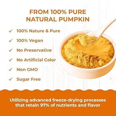 Organic Pumpkin Powder,10.58 oz, 100% Pure Sweet Pumpkin for Lattes, Baking & Smoothies | Vegan, Gluten-Free, Kosher | Easy Puree & Juice Mix-In
