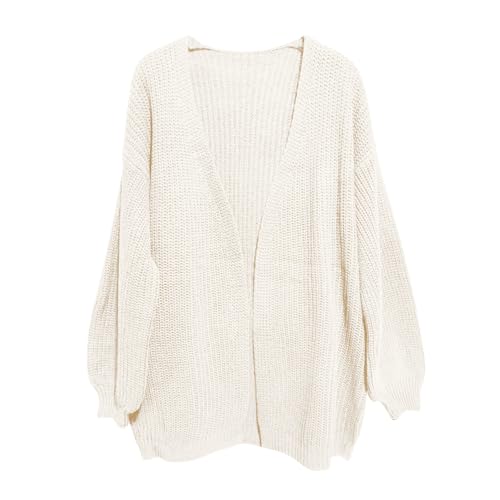 Women's Cardigan Sweaters 2025 Open Front Chunky Cardigans Lantern Long Sleeve Oversized Knit Outwear with Pocket3