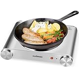 Electric Stove, CUSIMAX Portable Hot Plate for Countertop, Single Cast Iron Burner, 1500 Watts 7-Stage Temperature Control, Suitable for Any Cookware, Easy to Clean