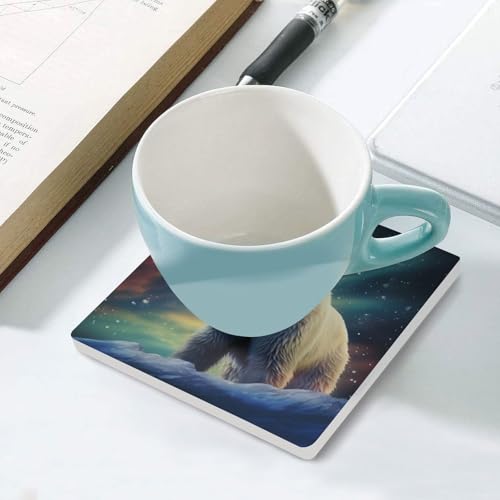 Lot de 4 dessous de verre en forme d'ours polaire, idée cadeau déco originale - 6