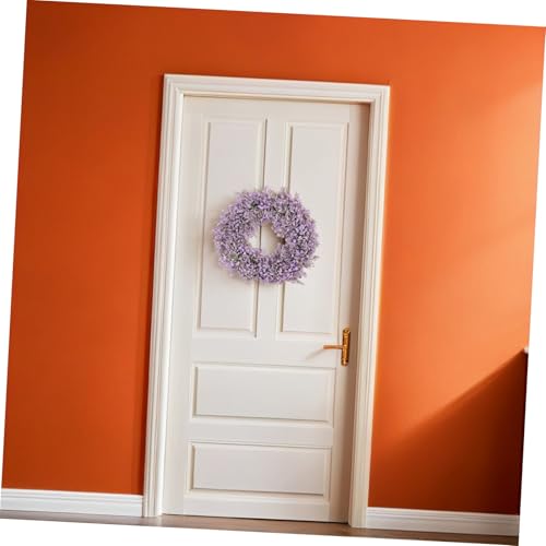 Couronne de lavande pour porte extérieure résistante aux intempéries fleurs plastique Cabilock - 7