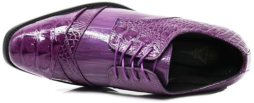 Image of STW Men's Alligator Crocodile Print Oxfords Fashion Lace Up Dress Shoes