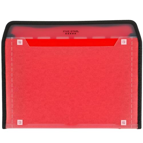 Five Star Arquivo expansível de 7 bolsos com aplicativo de estudo e fecho de zíper, vermelho fogo (3