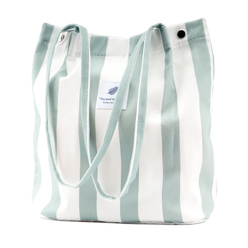 Image of Corduroy Tote Bag Cute Tote Bags for Women Shoulder Bag with Inner Pocket for Work Beach Travel and Shopping Grocery