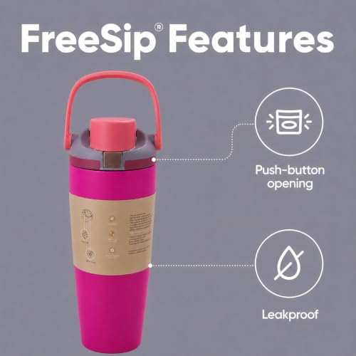 Image of HomeCloud 900ML Stainless Steel Water Bottle - Double-Wall Vacuum Insulated, Leakproof Straw Lid, BPA-Free Reusable Travel Flask with Two-Way Spout for Gym, Office & Outdoor Use (Fushia Move)