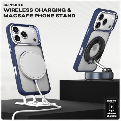 Image of Pikkme Back Cover for iPhone 17 Pro | Shockproof | Mag-Safe Compatible | Hard Transparent Back | Premium Raised Camera Protection | Bumper Case (Blue Mag-Safe)