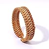 HSWE Rattan Bracelet for Women Handmade Lightweight Straw Wicker Braid Cuff Bangle Bracelet Statement Adjustable Bohemian Rattan Woven Chunky Bracelets for Girls Summer Wrist Jewelry, Wood, alloy #1
