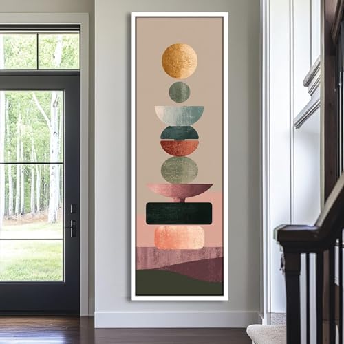 Tableau abstrait moderne œuvre d'art allongée de qualité premium