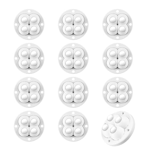 RHQFDM 12 Piezas Pequeñas ruedas autoadhesivas para muebles blancas Mini ruedas Autoadhesivas 360° giratorias Pequeña caja de almacenamiento Polea Adecuada para pequeños electrodomésticos
