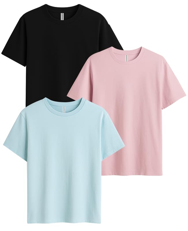 Image of Sleepynuts Women's S to 3XL Premium Half Sleeve Round Neck Plain Combed Cotton Tshirt Pack of 3 Loose Fit T-Shirts Combo