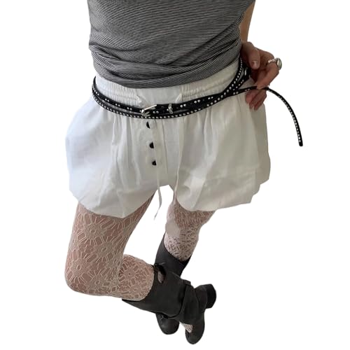 Y2K Punk Rivet Leather Double Thin Belt Women Men PU Black White Waist Strap Trendy Waistband Jeans Skirt Decoration2