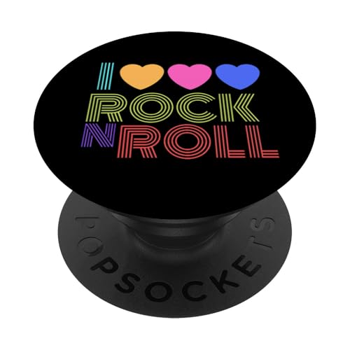 Retro 80s Cuori I Love Rock N Roll Musica Per I Fan Giovani PopSockets PopGrip Adesivo