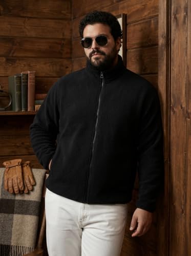 Image of UNSTD Men Plus Size Fleece Jacket for Men Standard Length | Winter Wear Full Sleeves Zipper Jacket | Warm & Comfortable Big and Tall Jacket