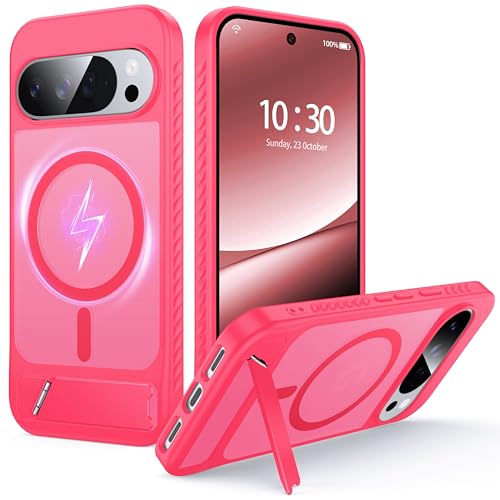 Image of for Google Pixel 10 Pro XL Case with MagSafe [Invisible Kickstand] [Charge While Standing] [Military Shockproof] Translucent Matte Soft Silicone Bumper for Pixel 10 Pro XL Phone Case Slim, Rose