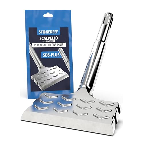 STONE REEF Scalpello per piastrelle SDS-Plus [165 x 75 mm] ad angolo di 28° per martello perforatore