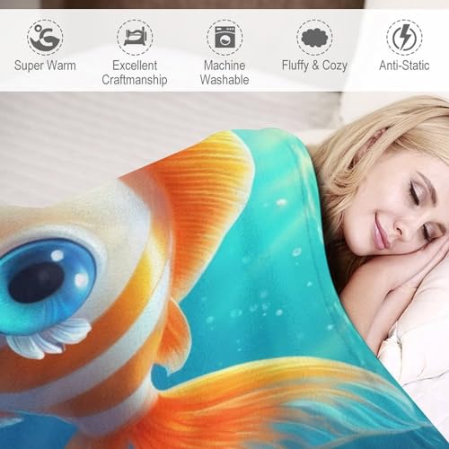 Couverture poisson en flannel douce 130x180 cm pour lit et canapé - 4