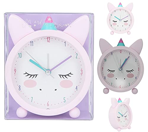 Despertadores Analogicos Depesche 6551 Ylvi - Despertador analógico para niñas y Fans de Unicornio, diseño Rosa con ojeras y Unicornio, silencioso...