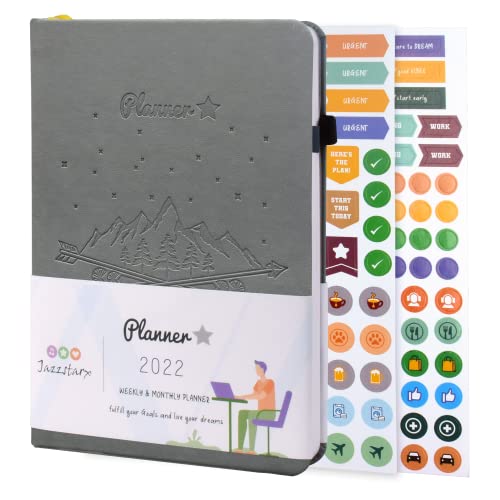 Image of PLANNER STAR 2022 Dated (Jan 2022 - Jan 2023) Monthly & Weekly Life Planner| A5 Size | Organizer, Journal | Plan for Time Management, Productivity & Positivity (Steel Grey)