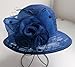 TLMNU Organza Fascinator Hat Women’s Wide Brim Church Bridal Tea Party Wedding Hat 03Dark Blue