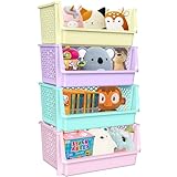 TidyFriend Large Plastic Stacking Bins Open Front for Pantry, 4 Pack Stackable Bins For Organizing Food, Kitchen, and Bathroom Essentials...