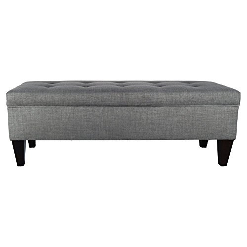 MJL Furniture Designs Brooke Collection Button Tufted Upholstered Long Bedroom Storage Bench, HJM100 Series, Dark Gray